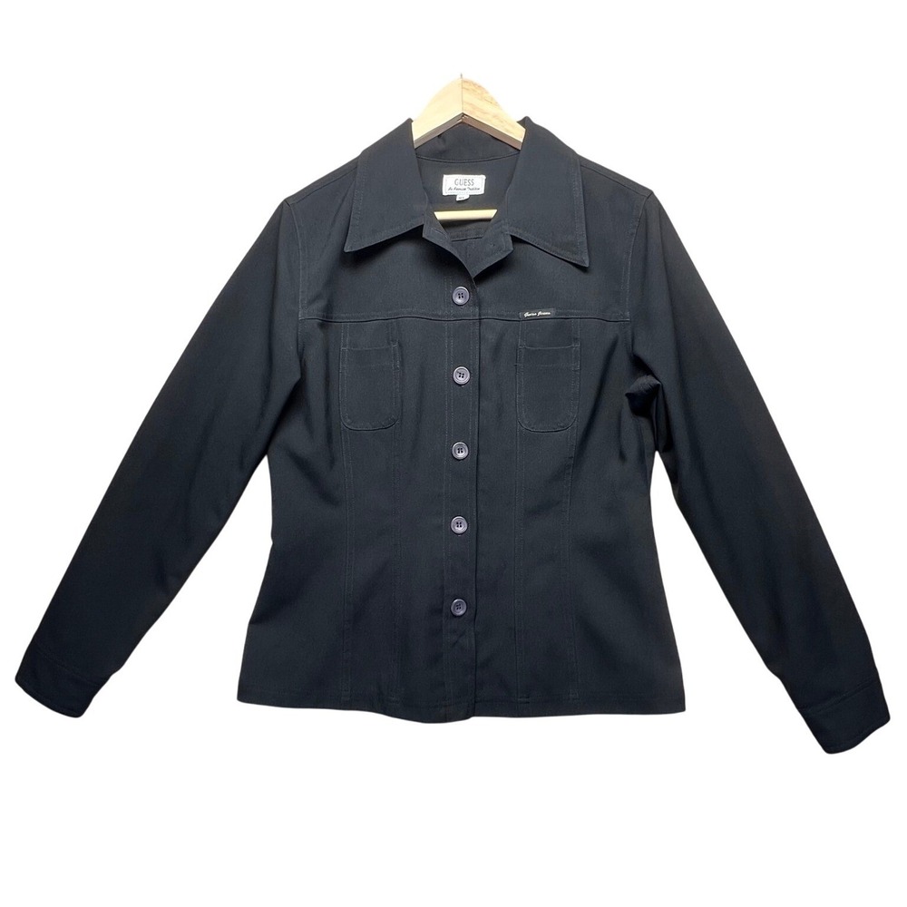 Guess An American Tradition Black Button Front Shirt Jacket XL Vintage USA Made
